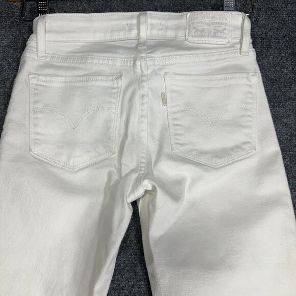 Levis 712 Slim Jeans Womens 25 White Cotton Stretch Pockets Tapered Leg - Picture 8 of 9